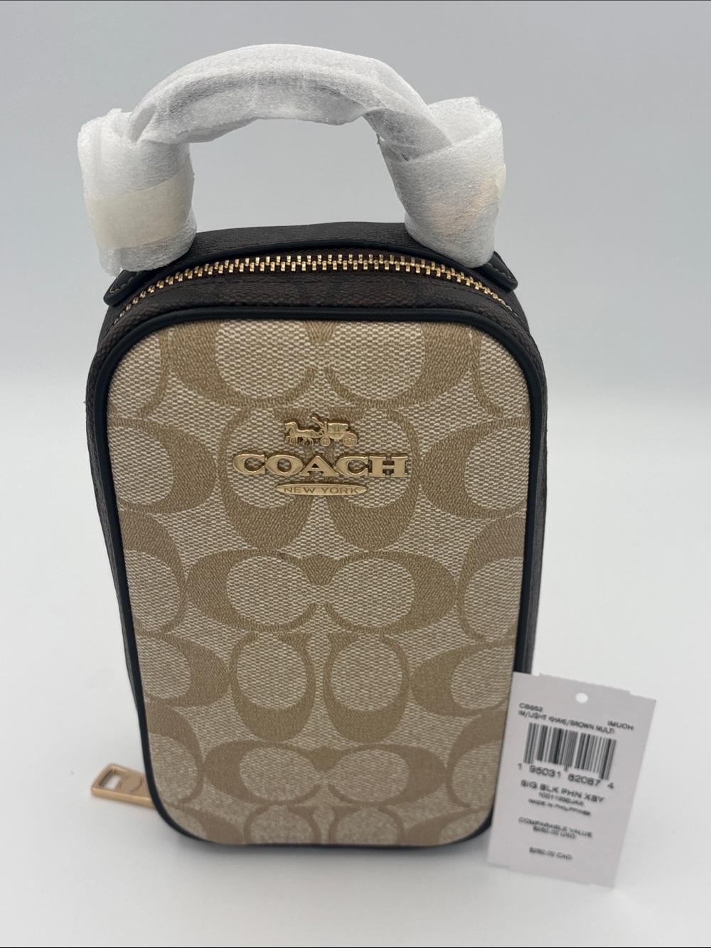 Coach Eva Signature Coated Canvas Phone Crossbody - Khaki and Brown - Picture 11 of 15